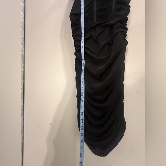 Black Mesh Ruched Dress - Picture 5 of 7